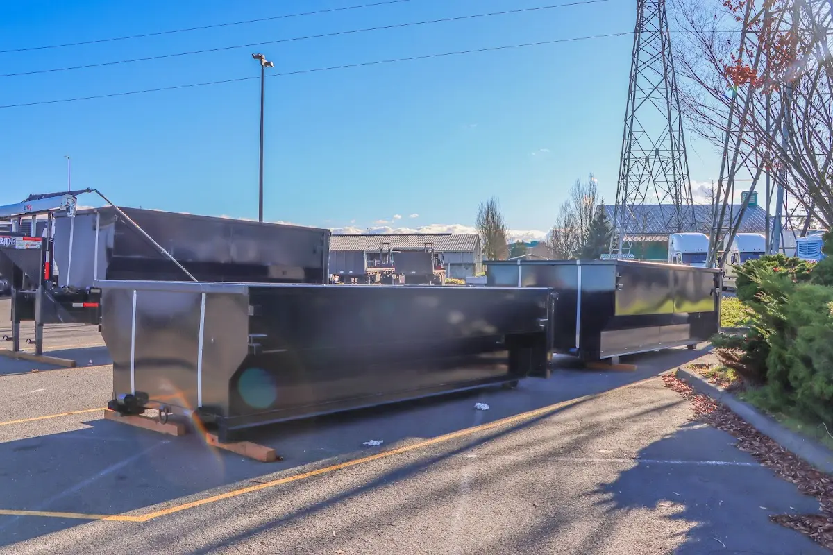 Roll-off dumpster ready for waste disposal at job site for Cleanout Dumpster Rental in Timonium